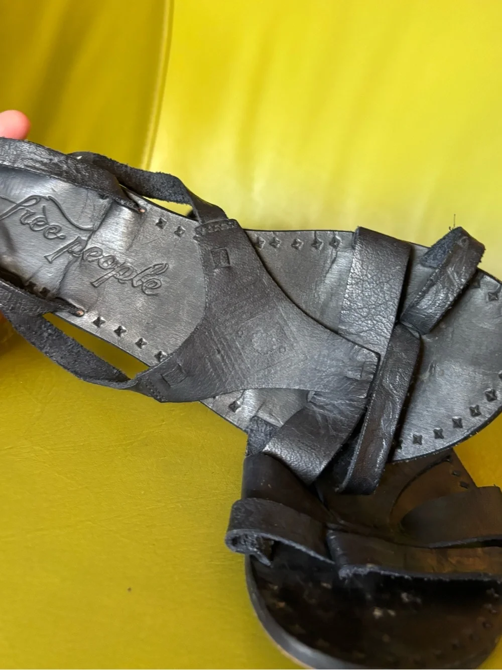 Free People Gladiator Sandals Black Leather Size 36